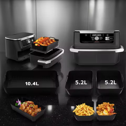 Reusable Silicone Air Fryer Basket Liner Fit Ninja AF500 Non-Stick Heatproof Easy Clean BPA-Free Kit