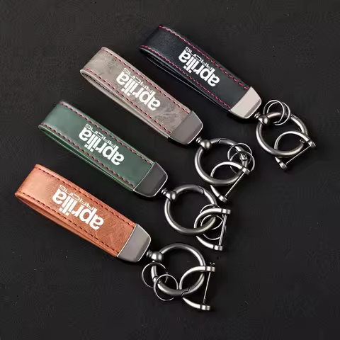 Premium material leather motorcycle key ring chain for Aprilia Racing GPR RSV4 RS125 RS250 with logo
