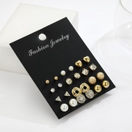 Gratis Ongkir - Anting Set 12 Pasang / Aksesoris Anting Wanita / Anting Mutiara / Anting Fashion