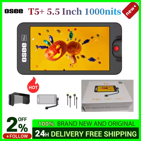 Osee T5+ 5.5 Inch 1000nits 4K HDMI-compatible DSLR Camera Field Monitor, with 3D LUT HDR Wide Color 