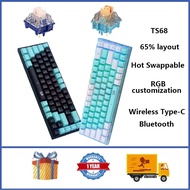 REDRAGON TS68 65% Wireless Mechanical Keyboard Hot Swappable RGB Custom Gaming Keyboard
