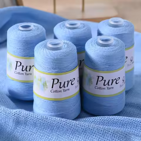 500g 100% Pure Cotton Yarn 5 Cones Set 100g Each Soft 8 Ply Knitting Crochet Thread for Sweaters Bab