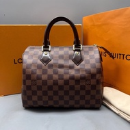 LV路易威登 98新 棕棋盤格speedy 25枕頭包 尺寸25*18