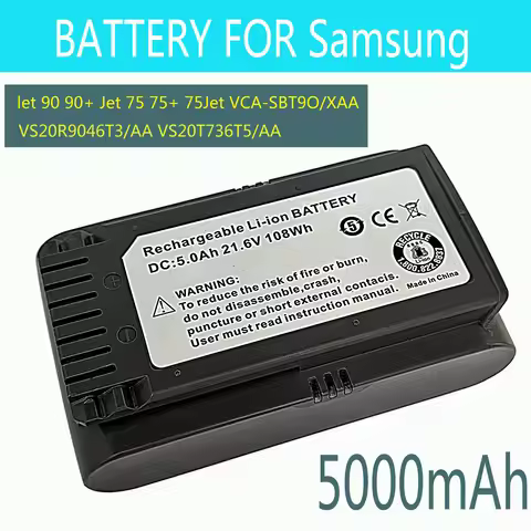 21.6V 5000mAh For Samsung Vacuum Cleaner Li-ion Battery Jet 90/Jet 75 Pet/Jet 75 Cordless Stick Vacu