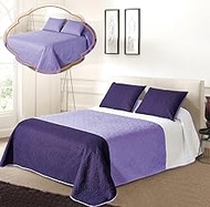 All American Collection New 3pc Solid Three Color Combination Reversible Bedspread Set (FULL/ QUEEN,