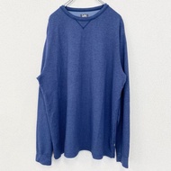 古著 Lee 長袖 T 卹，normcore，純色，圓領，復古設計，藍色，XL 碼
