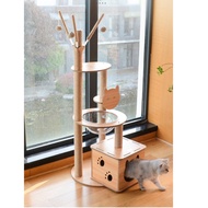Rumah Pokok Kucing/Cat Tree House Wood Cat Condo Bed Scratcher House Cat Tower Hammock Cat Climbing Cat Scratcher House
