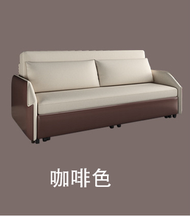 找得 - 輕奢可折疊梳化床實木皮布結合多功能坐臥兩用儲物小戶型雙人梳化床（116CM 咖啡色 海綿款 單儲物） 3094