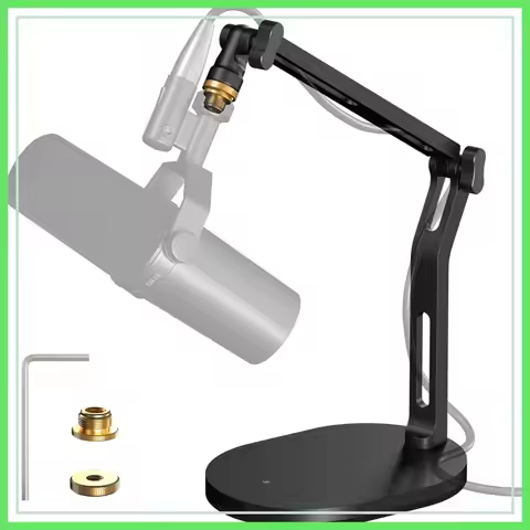 Desk Mount Microphone Arm with 3/8" to 5/8" Adapter, Compatible Blue Yeti, HyperX QuadCast, SoloCast