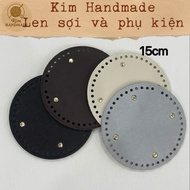 15cm perforated round leather base with 4 metal feet