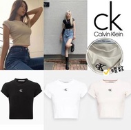 ▪️Calvin Klein CK Jeans春夏女新款🆕螺紋刺繡修身短款針織短袖T恤