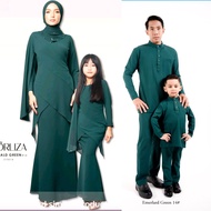 Baju Kurung Norliza Emerald green color Sedondon Ayah Ibu dan Anak fesyen 2026