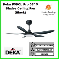 Deka F5DCL (LED) PRO 56" 5 blades 20 Speed (10F + 10R) DC Motor Remote Ceiling Fan 3 Colors LED Ligh