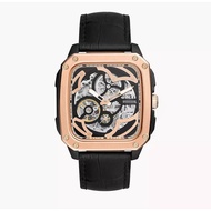 Authentic FS Men Bannon Skeleton Dial Black Leather Watch BQ2572 Jam Tangan Lelaki