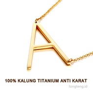 100% Stainless Steel Titanium Necklace 18K Gold English Alphabet Pendant