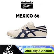 Original ONITSUKA TIGER - MEXICO 66 PARATY  HERITAGE - shoes for men or women - Natural/Navy Sports 