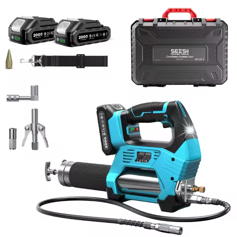 Seesii GR02 Ultra 6.7 Oz/min 12000PSI Electric Grease Gun Cordless Brushless High Pressure Greasing 