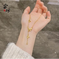 新款久不掉色亮金色爆闪镭射蝴蝶项链一体链小众精致送女友礼物The new long-term color does not fade bright gold burst laser butterfly