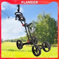 [FlameerMY] Golf Push Cart Lightweight Compact 4 Wheel Golf Cart Caddy Cart Folding Adjustable Umbre
