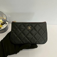 Chanel 一字零錢包 荔枝牛 晶片款