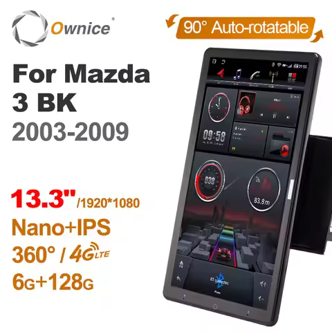 For Mazda 3 BK 2003 - 2009 Car Radio Ownice 13.3" 1Din Android 12.0 360 Panorama Auto Audio Player S