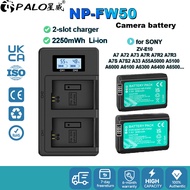PALO NP-FW50 Camera Replacement battery LED 2 slots Charger for Sony A6400 A6100 A6000 A7 A7S ZV-E10