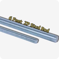 6Feet ZP Stud Rod 5/16" 3/8" 1/2"