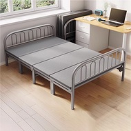 Foldable Bed Single Metal Bed Frame Single Folding Home  Delivery To SG Single Double Reinforced Iron Bed Office Simple Lunch Break Portable 单人床