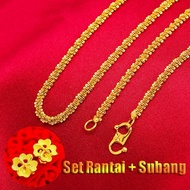 Emas 916 lelong Emas Bangkok Cop 916 Best Friends Necklace+Earrings Set Pendant Chain