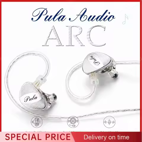 PULA Audio ARC Wired Earbud IEM with 1DD 10mm PET Dynamic Driver Hi-Fi Earphones Featuring 3.5mm/Typ