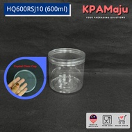 Balang HQ600RSJ10 (600ml) Crystal Clear Cap -Balang Plastik, Balang Kuih Raya, Bekas Cookies, Plastic Jar, Home Made Use