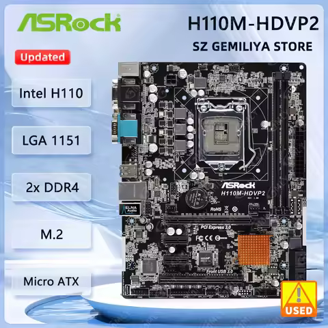 ASRock H110 Motherboard H110M-HDVP2 Motherboard LGA1151 support 7500 7700 7300 7400 G4620 6700 7600 