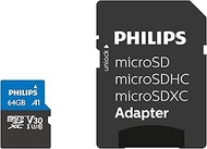 Philips Ultra Pro microSDXC Card 64GB + SD Adapter UHS-I U3, Read Speed up to 100MB/s, A1 Fast App P