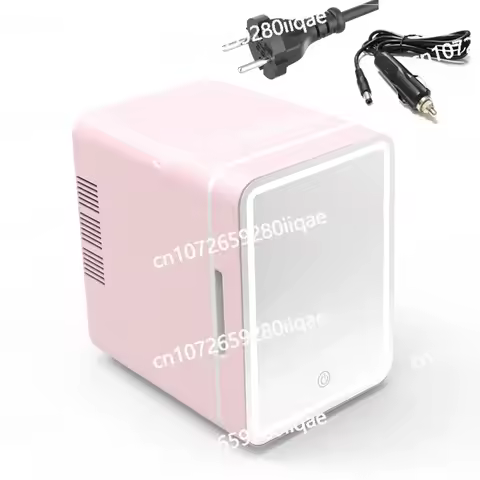 Skincare Fridge with Dimmable LED Light Mirror, 4L Makeup Mini Fridge for Bedroom, Car