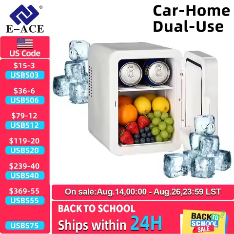 E-ACE 4L Car Refrigerator Mini Fridge Freezer Car & Home Use Portable Compressor Cooler Ice Box for 