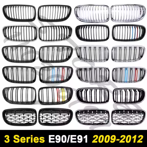 for 2009-2012 E90 E91 3-Series BMW Bumper Mesh Racing Kidney Grille 316 318 320 323 325 328i 330 335
