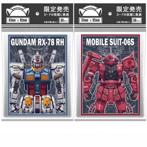 60PCS BANDAI GUNDAM Card Sleeves RX-78 MS-06S Zaku Figures OPCG PTCG Trading Cards Laser Shine Prote