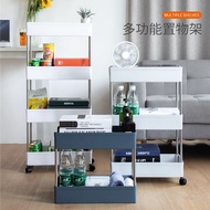 3 tier trolley🍭QM Qushiduo Cosmetic Shelf Kitchen Storage Rack Multi-Layer Floor Gap Storage Trolley Kitchen Storage Rac