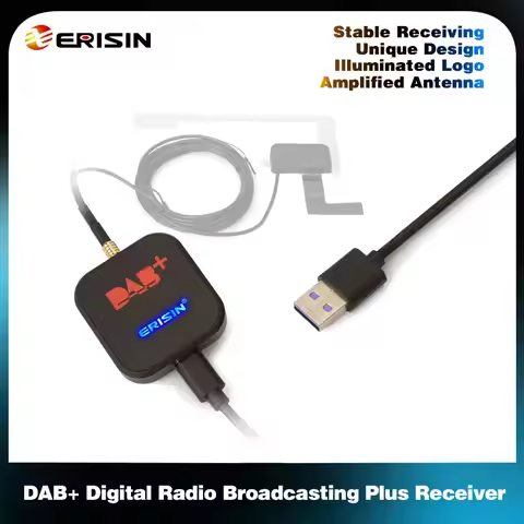 Erisin ES384 Dab Radio Receiver In Car Antenna Digital DAB+ Adapter Tuner Box Amplified For Android 