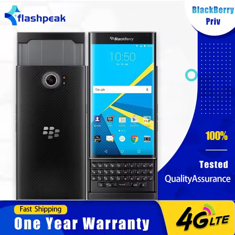 Original Blackberry Priv 4G LTE Mobile Phone 3GB+32GB AMOLED 5.4'' 18MP+2MP Snapdragon 808 Hexa-Core