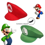 2pcs Pack Super Mario Bros Luigi Foam Hat &amp; Moustache Fancy Dress Halloween Costume Party Cap