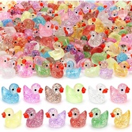 150 Pcs Glitter Resin Ducks Mini Ducks for DIY Garden Micro Landscape Aquarium Potted Dollhouse Deco
