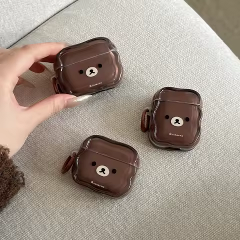 Cartoon Cute Rilakkuma Bear Earphone Case For Airpods 4 Pro 3 2 1 Wireless Bluetooth Headset Protect