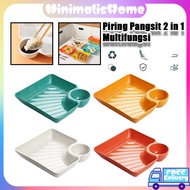 2 in 1 Dinner Plate, Soy Sauce Container, 2 in 1 Dumpling Plate with/ Sauce Divider, Soy Sauce Conta