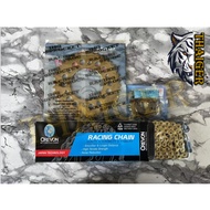 Yamaha Y15 Y16 Sprocket Set, Sprocket Suprimo Gold (415H) With Rantai Gold (132L)