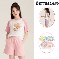Betterland Children's Clothing Cartoon Fashion Cute Girl Short-Sleeved T-Shirt 2-12 Years Old