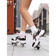 Speed Roller Skate Shoes Double Row 4-Wheel Skates Roller Shoes with Wheels Dual-Purpose Racing Roll