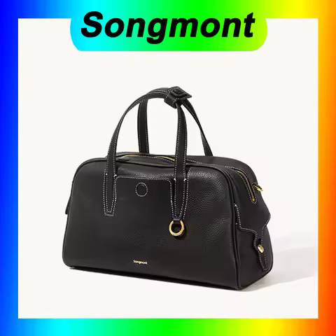 Songmont Trail Tire Cowhide Bowling Bag Boston Tote Shoulder Bag