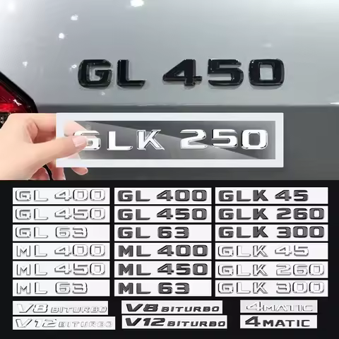 Car 3D logo Glossy Black Trunk Letters Number Badge ABS Emblems for Mercedes Benz GLK300 GL400 ML450