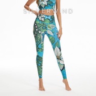 【SILVERWIND】冬青絮語印花高強緊身褲速乾跑步透健身瑜伽緊身褲